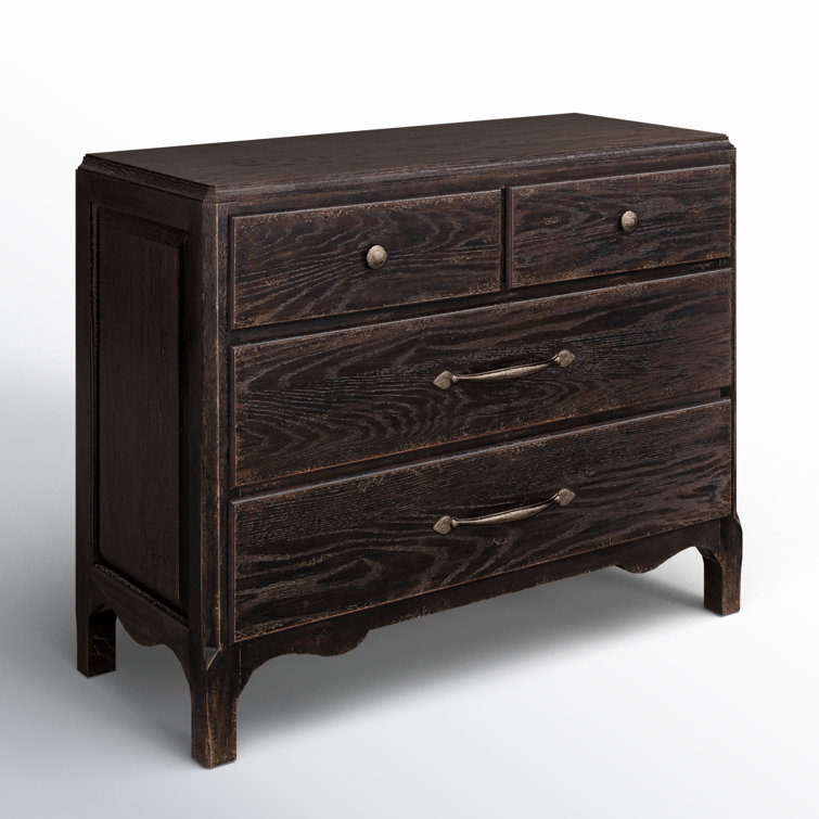 Alcy Black Oak 4-Drawer Nightstand with Antique Bronze Pulls