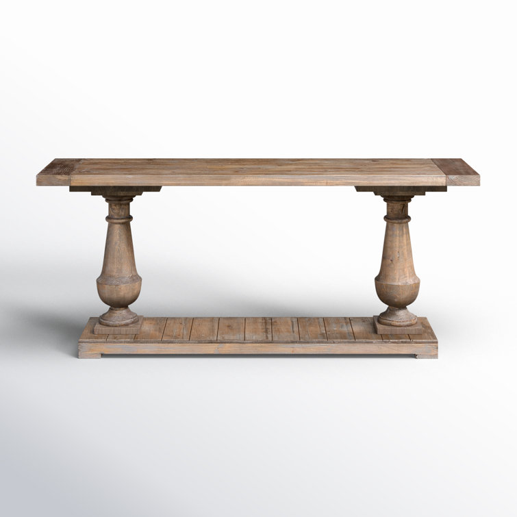 Stony Gray Wash 71'' Salvaged Fir Lumber Console Table with Storage