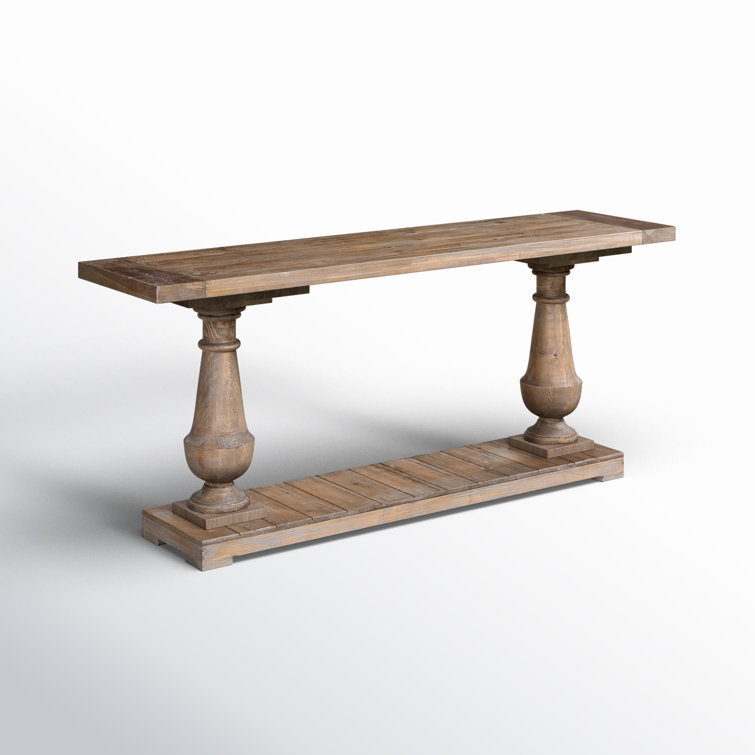 Stony Gray Wash 71'' Salvaged Fir Lumber Console Table with Storage