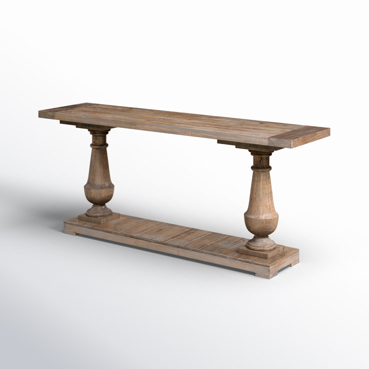 Stony Gray Wash 71'' Salvaged Fir Lumber Console Table with Storage