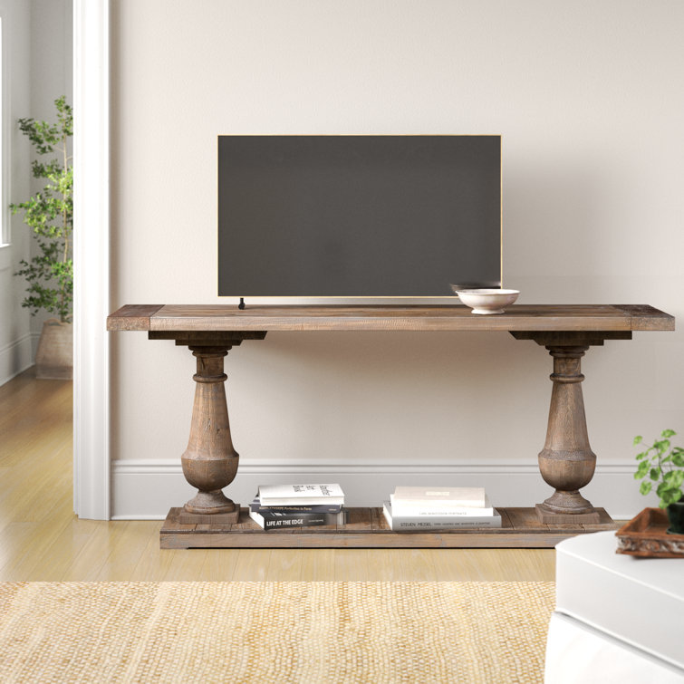 Stony Gray Wash 71'' Salvaged Fir Lumber Console Table with Storage