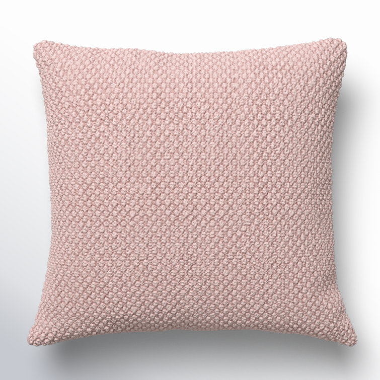 Blush Cotton Textured Square Throw Pillow with Zipper Closure