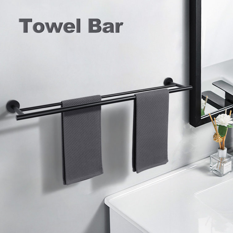 Matte Black Stainless Steel Double Wall Mounted Towel Bar