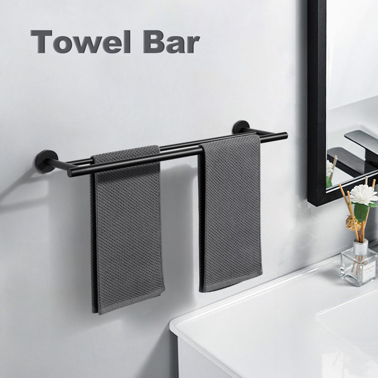 24-Inch Matte Black Stainless Steel Double Towel Bar