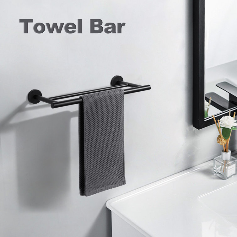 16'' Matte Black Stainless Steel Double Towel Bar
