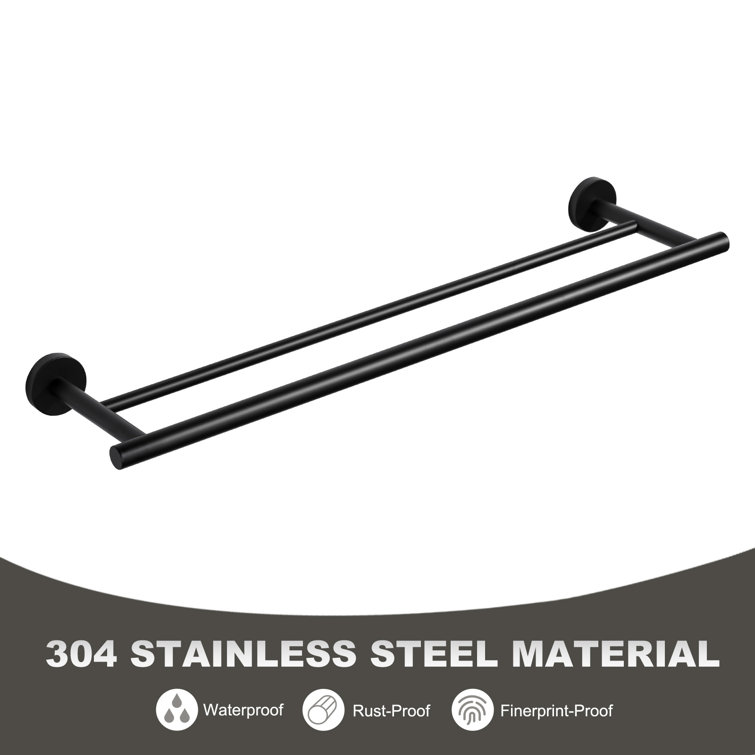 24-Inch Matte Black Stainless Steel Double Towel Bar