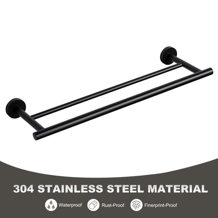 Matte Black Stainless Steel Double Wall Mounted Towel Bar