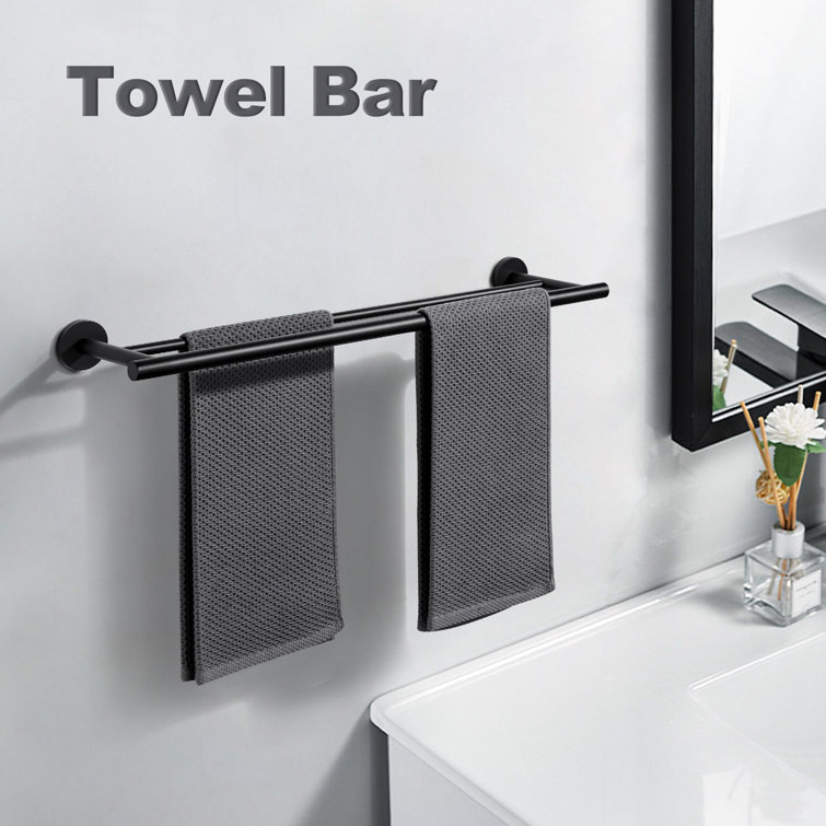Matte Black Stainless Steel Double Wall Mounted Towel Bar