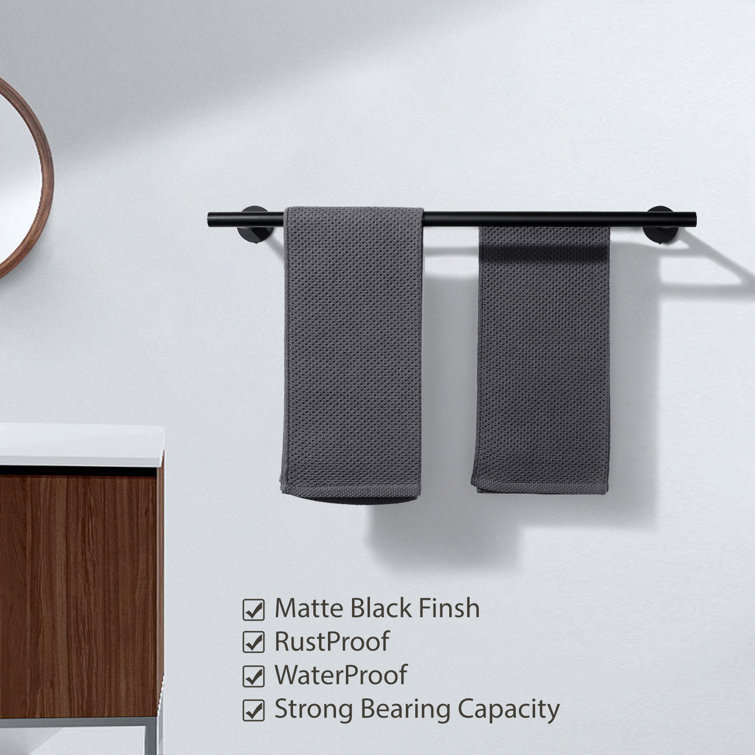 Matte Black Stainless Steel Double Wall Mounted Towel Bar