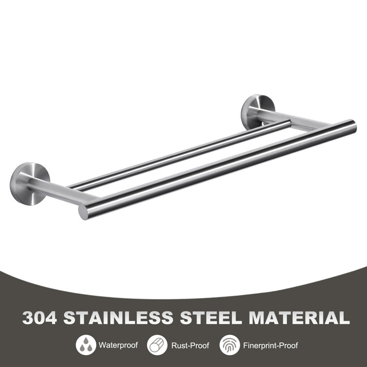 Brushed Nickel 16" Double Wall Mounted Towel Bar