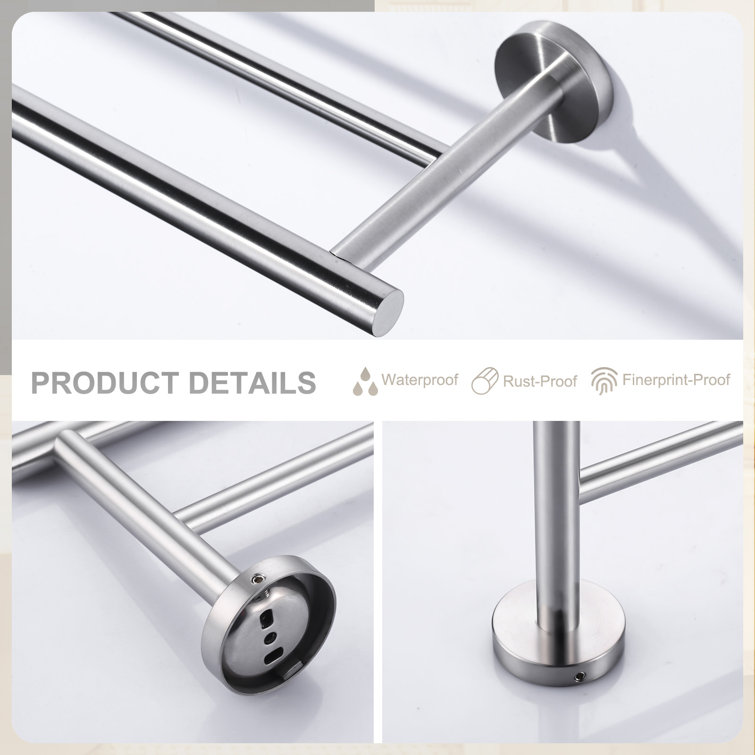 Brushed Nickel 32-Inch Double Wall Mounted Towel Bar