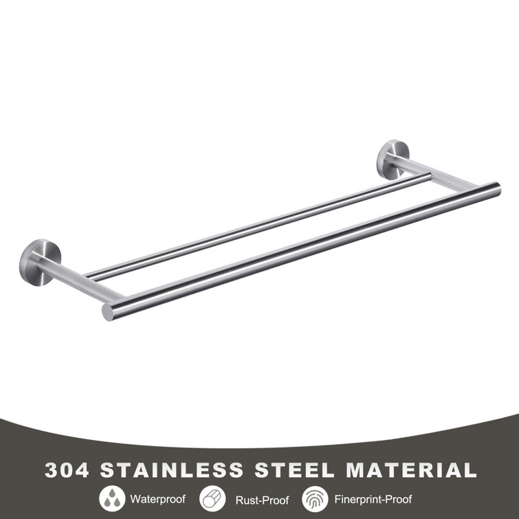 Brushed Nickel 24" Double Towel Bar Wall Mount