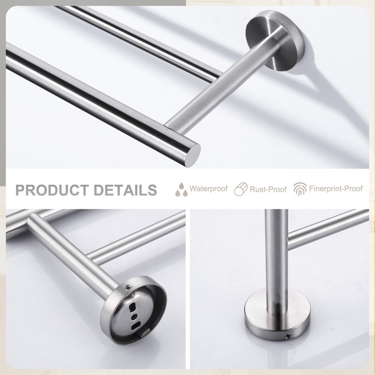 36 Inch Brushed Nickel Stainless Steel Double Towel Bar
