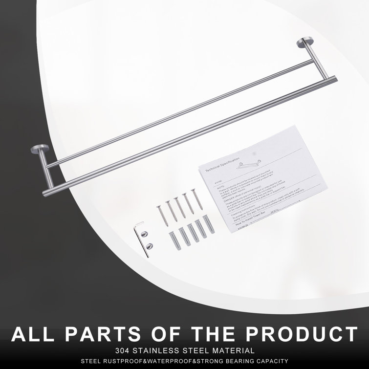 36 Inch Brushed Nickel Stainless Steel Double Towel Bar
