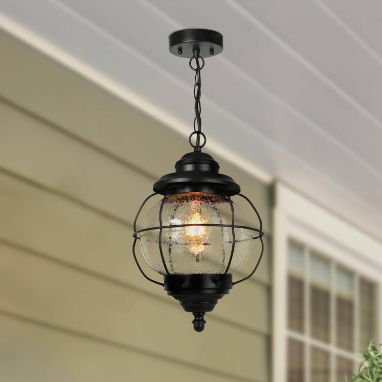 Matte Black Aluminum Globe Outdoor Pendant Light