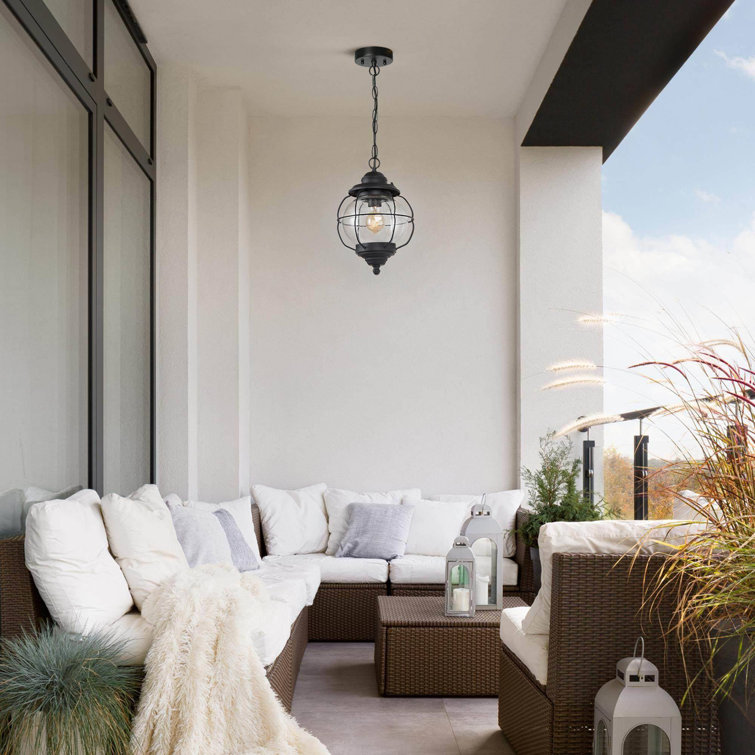 Matte Black Aluminum Globe Outdoor Pendant Light
