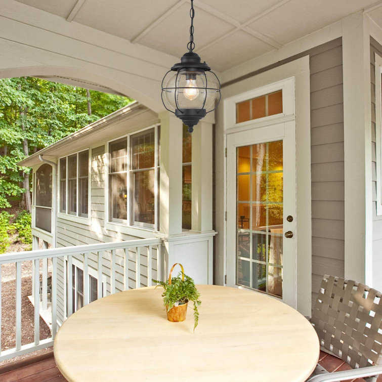 Matte Black Aluminum Globe Outdoor Pendant Light