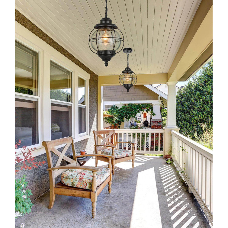 Matte Black Aluminum Globe Outdoor Pendant Light