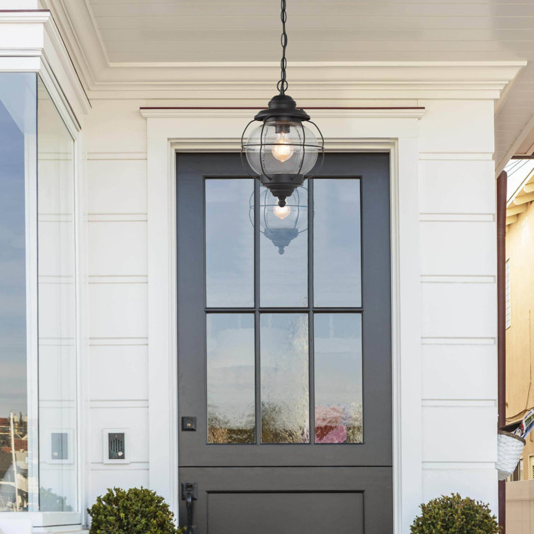 Matte Black Aluminum Globe Outdoor Pendant Light