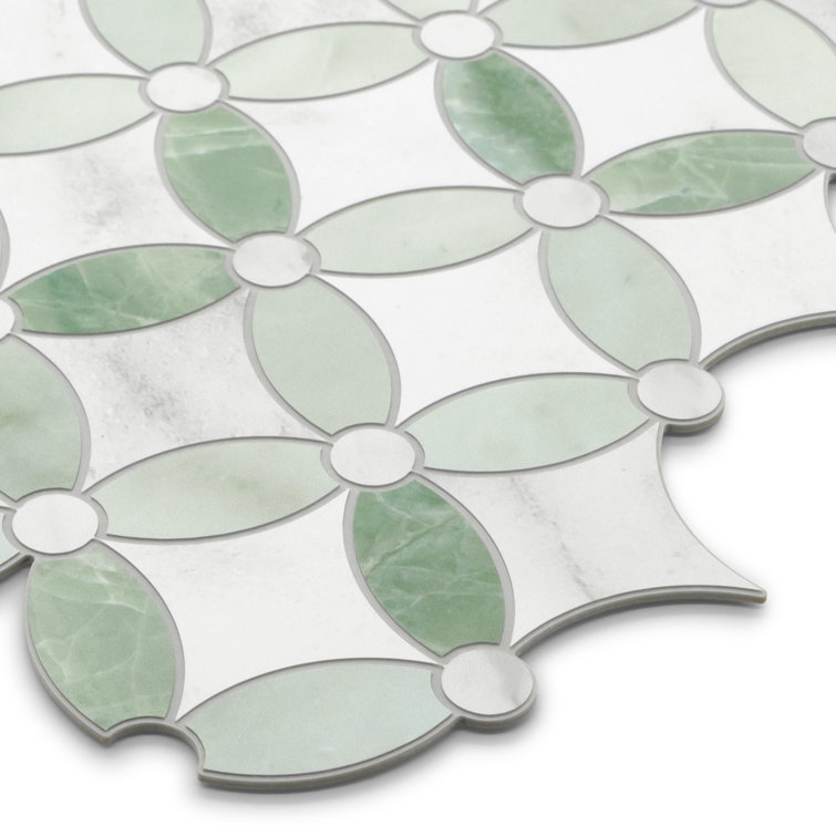 Green and Gray Marble Peel and Stick Mosaic Tile Sheets