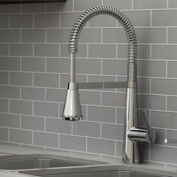 Edgewater Polished Chrome Semi-Professional Kitchen Faucet with Pull-out Spray