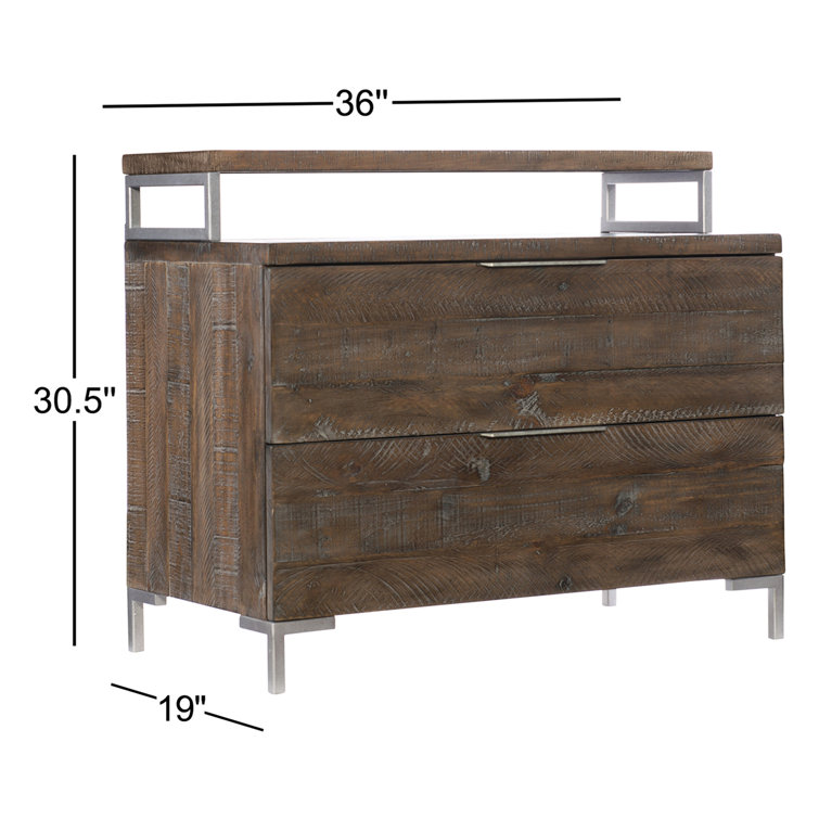 Sable Brown Pine and Metal 2-Drawer Nightstand