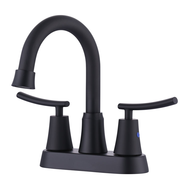 Matte Black Double Handle High Arc Bathroom Faucet