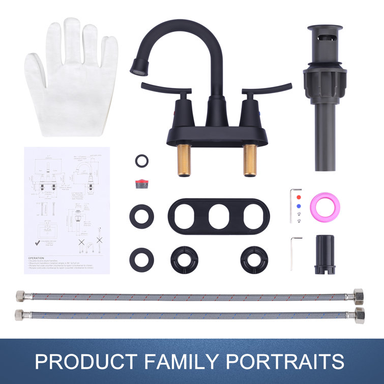 Matte Black Double Handle High Arc Bathroom Faucet