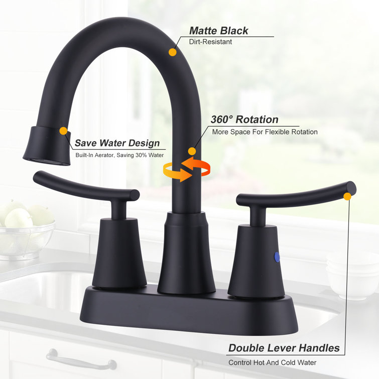 Matte Black Double Handle High Arc Bathroom Faucet