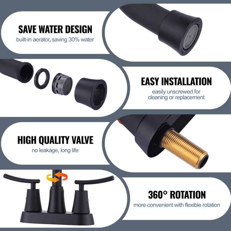 Matte Black Double Handle High Arc Bathroom Faucet