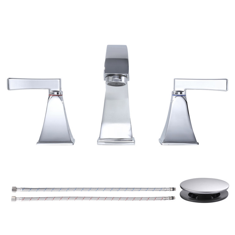 Polished Chrome 8-Inch Widespread Double Handle Bathroom Faucet