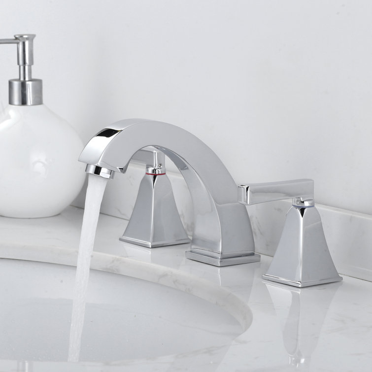 Polished Chrome 8-Inch Widespread Double Handle Bathroom Faucet