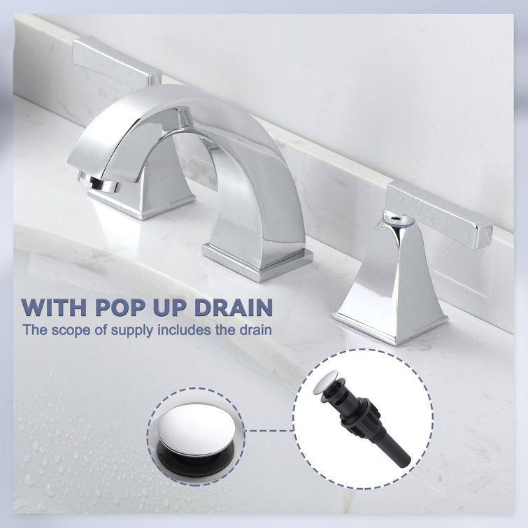 Polished Chrome 8-Inch Widespread Double Handle Bathroom Faucet