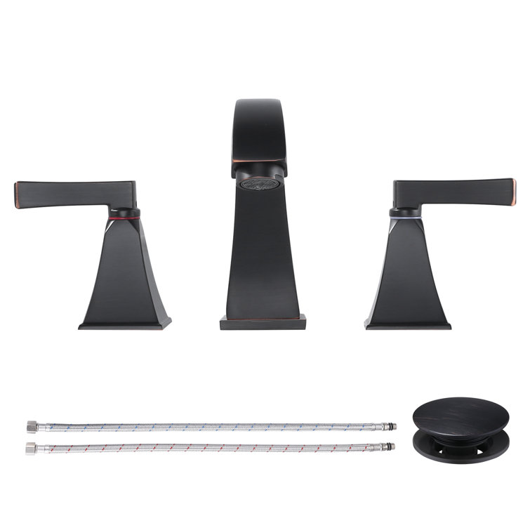 Oil Rubbed Bronze 8-Inch Widespread Double Handle Bathroom Faucet