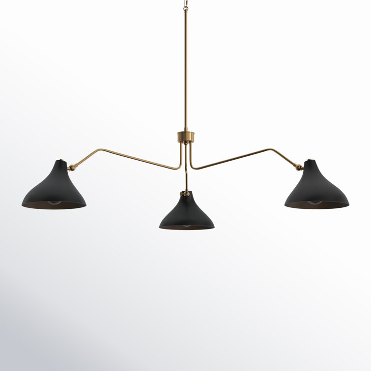 Vintage-Inspired Matte Black and Natural Brass 3-Light Pendant