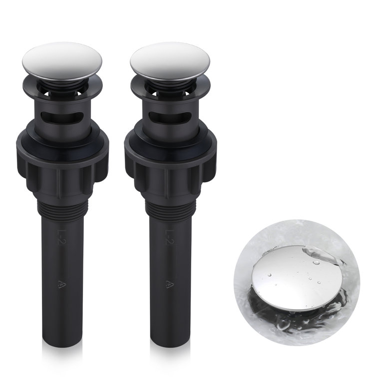 Polished Chrome Pop-Up Bathroom Sink Drain with Overflow, 2-Pack