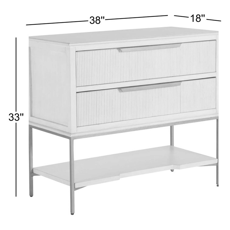 Riggs Transitional 2-Drawer Nightstand in Gold/White with Bonus Shelf