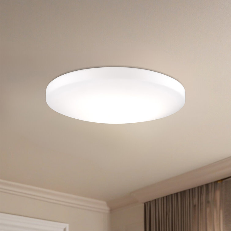 White Glass Polished Nickel LED Flush Mount Light
