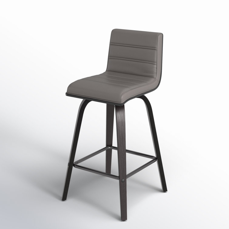 Hiram Black and Gray Solid Wood Swivel Bar Stool