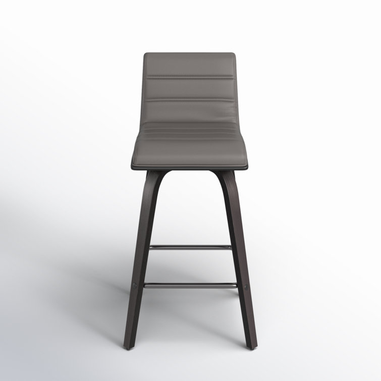 Hiram Black and Gray Solid Wood Swivel Bar Stool