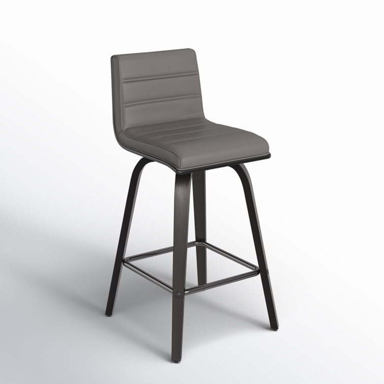 Hiram Black and Gray Solid Wood Swivel Bar Stool