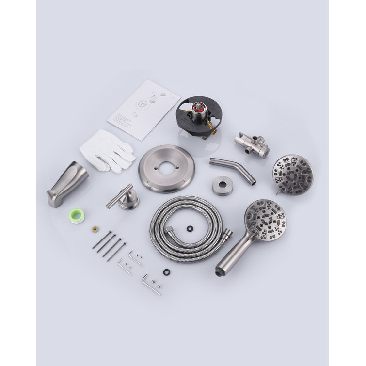 Brushed Nickel 7-Spray Wall Mounted Shower System with Handheld