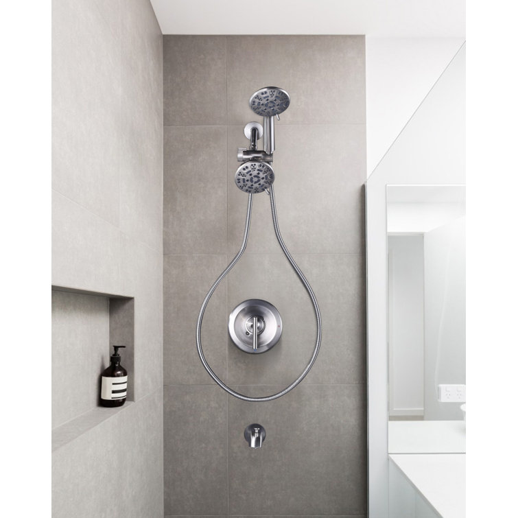 Brushed Nickel 7-Spray Wall Mounted Shower System with Handheld