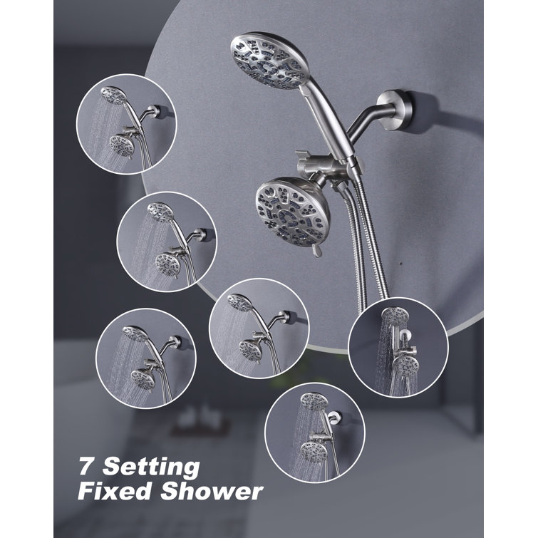 Brushed Nickel 7-Spray Wall Mounted Shower System with Handheld