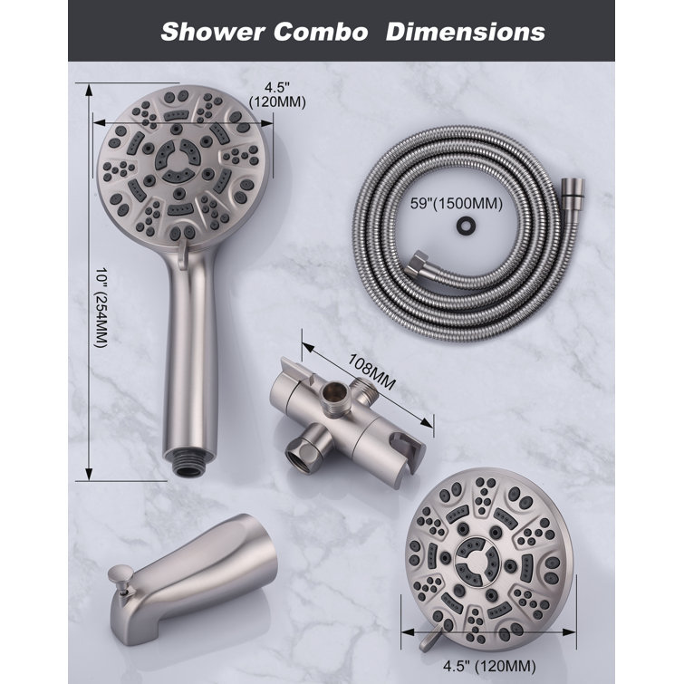 Brushed Nickel 7-Spray Wall Mounted Shower System with Handheld