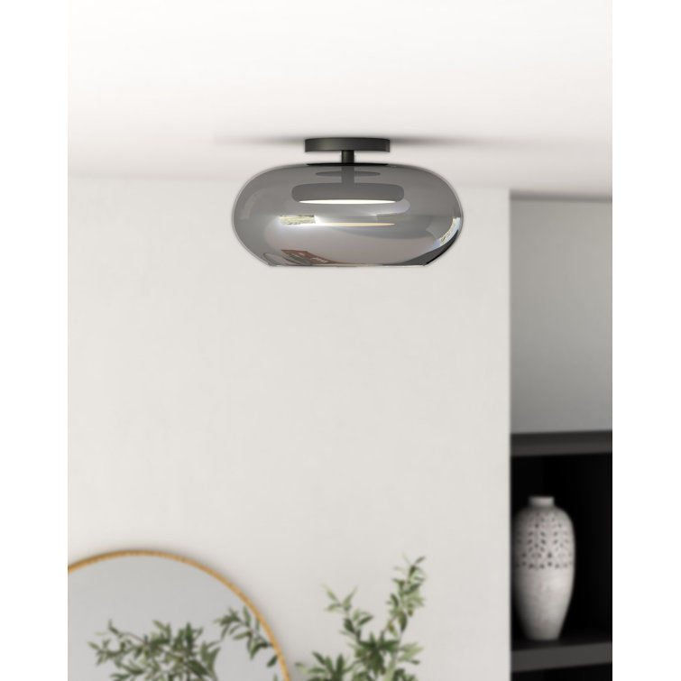 Trinity Black and Smoked Glass LED Semi-Flush Mount Light