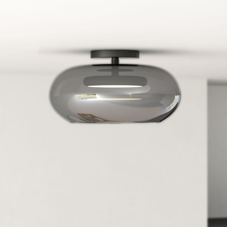 Trinity Black and Smoked Glass LED Semi-Flush Mount Light