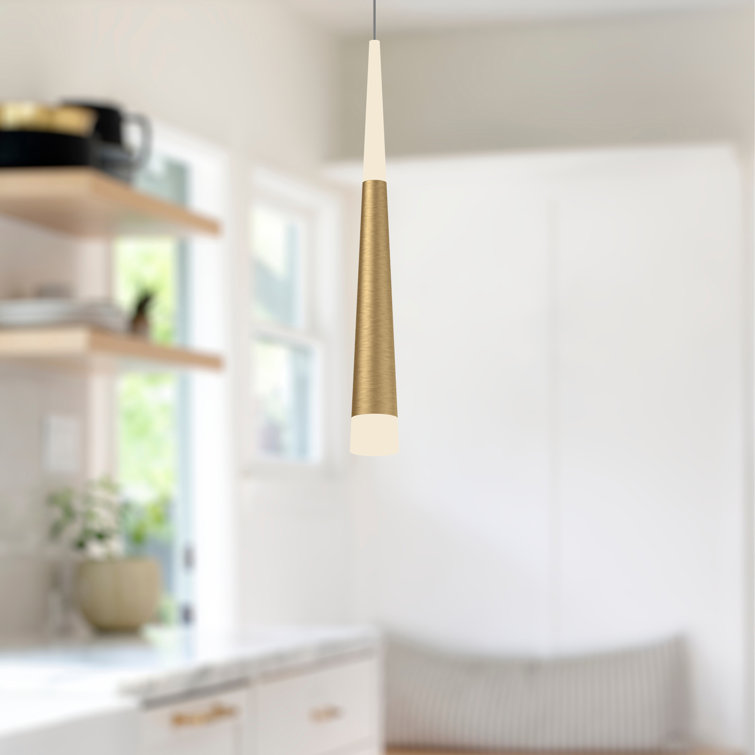 Elegance 16'' Brushed Gold LED Glass Pendant Light