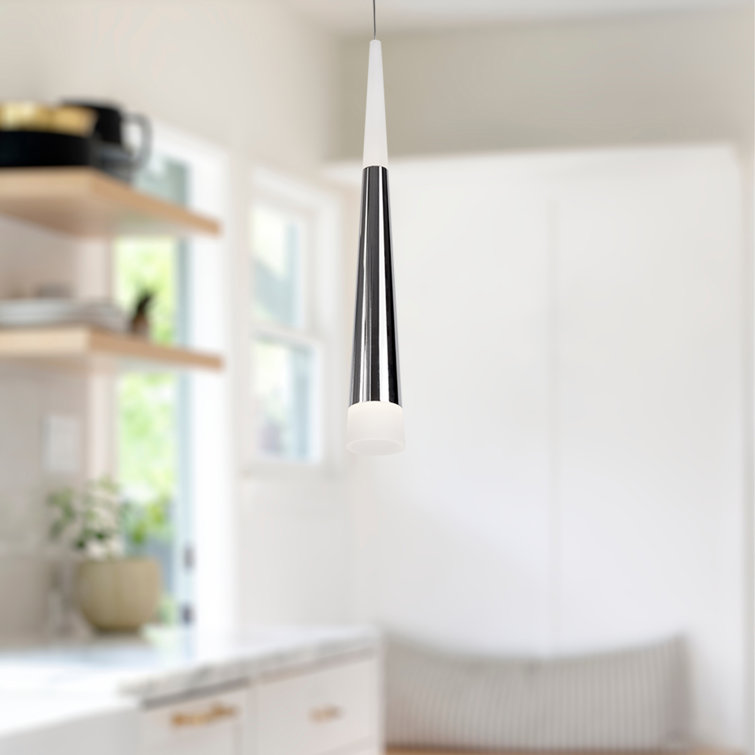 Sleek Ultra 1-Light LED Chrome Pendant with Dual Frosted Shades