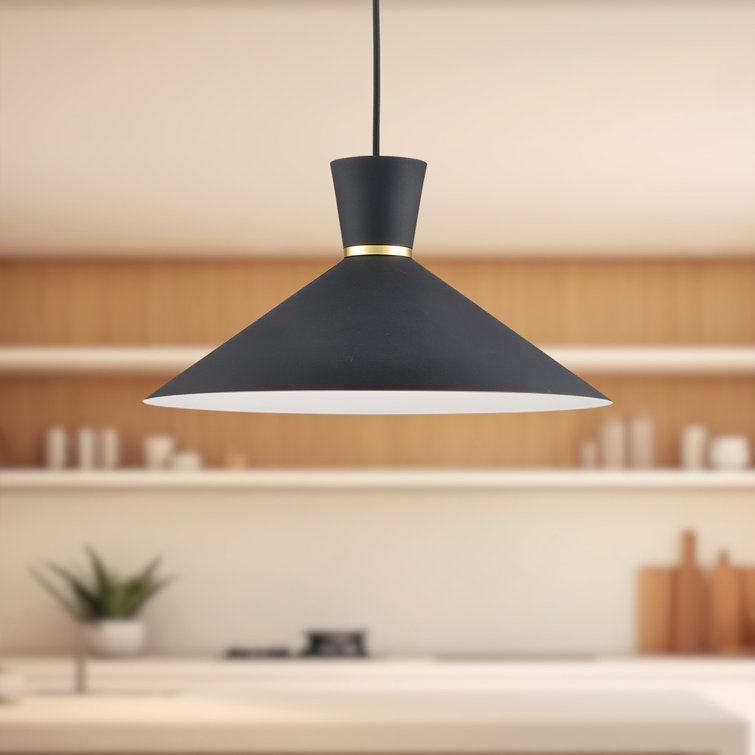 Black and Gold Aluminum Conical Pendant Light